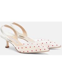 Manolo Blahnik - Carolyne 50 Polka-Dot Mesh Slingback Pumps - Lyst