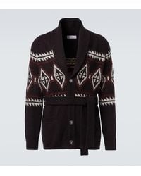 Brunello Cucinelli - Jacquard Wool, Silk, And Cashmere Cardigan - Lyst