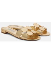 Manolo Blahnik - Haribalmuflat Metallic Leather Slides - Lyst