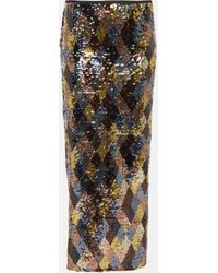 RIXO London - Kelly Sequined Crepe Midi Skirt - Lyst