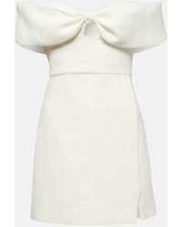 Self-Portrait - Bow-Detail Off-Shoulder Crepe Minidress - Lyst