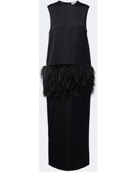 Loulou de Saison - Sonia Feather-Trimmed Midi Dress - Lyst