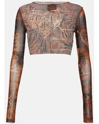 Jean Paul Gaultier - X KNWLS - Top cropped in mesh con stampa - Lyst