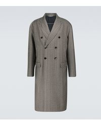 Mens Clothing Coats Long coats and winter coats Valentino Vltn-print Coat in Black for Men 