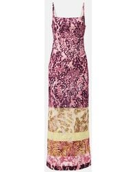 Dries Van Noten - Vestido Midi Estampado Con Patchwork - Lyst