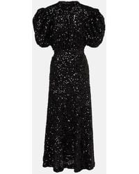 ROTATE BIRGER CHRISTENSEN - All-Over Sequin-Embellished Midi Dress With Ribbon Fastening - Lyst