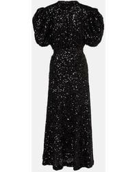 ROTATE BIRGER CHRISTENSEN - All-Over Sequin-Embellished Midi Dress With Ribbon Fastening - Lyst