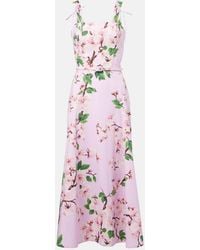 Oscar de la Renta - Floral Cotton-Blend Midi Dress - Lyst