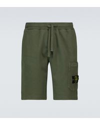 Stone Island Fleece Cotton Shorts - Green