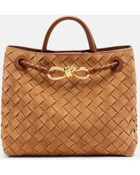 Bottega Veneta - Andiamo Intrecciato Small Suede Tote Bag - Lyst