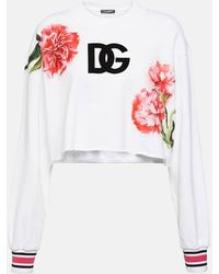 Dolce & Gabbana - Felpa cropped in cotone con logo - Lyst