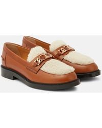 Tod's - And White Chain-detail Shearling Leather Loafers - Women's - Calf Leather/wool/rubber - Lyst
