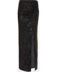 Self-Portrait - Sequined Ruched Maxi Skirt - Lyst