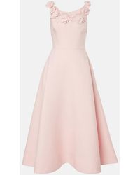 Valentino - Crepe Couture Floral-Applique Midi Dress - Lyst