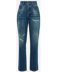 Dolce & Gabbana - Distressed High-rise Straight Jeans - Lyst