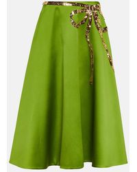 Valentino - Embellished Duchesse Satin Midi Skirt - Lyst