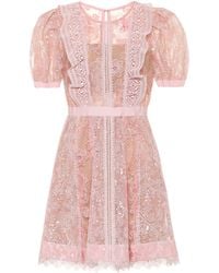 Self-Portrait Minikleid aus Spitze - Pink