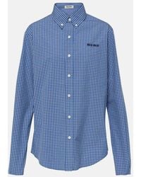 Miu Miu - Camisa De Popelin De Algodon Con Logo - Lyst