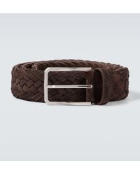 Canali - Ceinture Tressee En Daim - Lyst