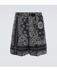 Sacai - Shorts in popeline di cotone con stampa - Lyst