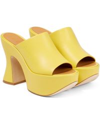Loewe Paula's Ibiza Leather Platform Mules - Yellow