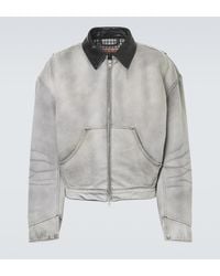 Acne Studios - Leather-Trimmed Denim Jacket - Lyst