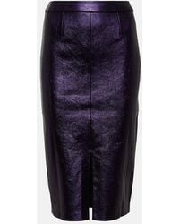 Stouls - Carmen Metallic Leather Midi Skirt - Lyst