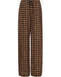 Dries Van Noten - Houndstooth Satin Straight Pants - Lyst