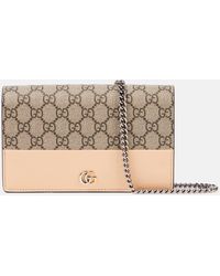 Gucci - GG Marmont Leather-trimmed Wallet On Chain - Lyst