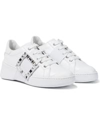Roger Vivier - Viv Skate Strass Leather Sneakers - Lyst