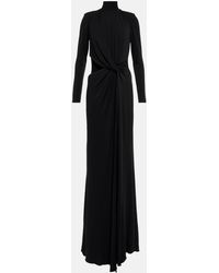 Elie Saab Cutout Turtleneck Gown - Black