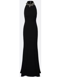Safiyaa - Lark Embellished Halterneck Crepe Gown - Lyst
