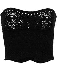 Saint Laurent Crocheted Virgin Wool Bustier - Black