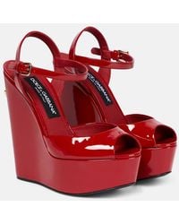 Dolce & Gabbana - Sandalias de charol con plataforma - Lyst
