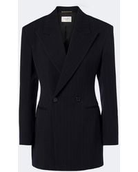 Saint Laurent - Chalk Stripe Double-Breasted Wool Blazer - Lyst