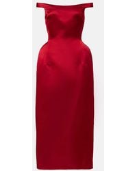 Magda Butrym - Vestido Midi De Saten De Seda Con Hombros Descubiertos - Lyst