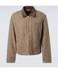 AURALEE - Corduroy-Trimmed Wool Tweed Blouson Jacket - Lyst
