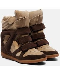 Isabel Marant - Bekett Leather And Suede Wedge Sneakers - Lyst