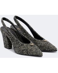 Prada - Herringbone Slingback Pumps - Lyst