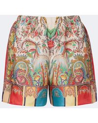 Etro - Paisley Silk Satin Shorts - Lyst