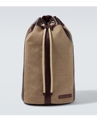 Brunello Cucinelli - Leather-Trimmed Canvas Backpack - Lyst