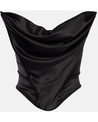 Magda Butrym - Draped Silk-Blend Satin Corset - Lyst