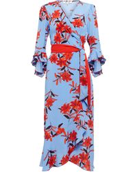 Diane von Furstenberg Rollins Floral Wrap Dress - Blue