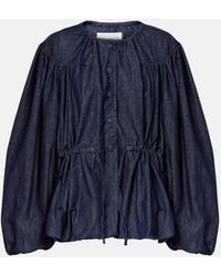 Dries Van Noten - Gathered Denim Blouse - Lyst