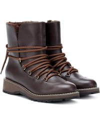 Max Mara Calle Leather Ankle Boots - Brown