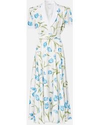 Rodarte - Midikleid Aus Seiden-Twill - Lyst