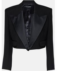 Dolce & Gabbana - Cropped Wool-blend Tuxedo Blazer - Lyst