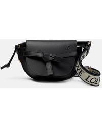 Loewe - Mini Gate Dual Bag In Soft Calfskin And Jacquard Strap In Black - Lyst