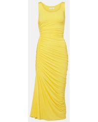 Alaïa - Asymmetric Gathered Jersey Midi Dress - Lyst