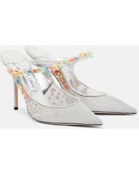 Jimmy Choo - Bing Daisy 100 Embellished Mesh Mules - Lyst